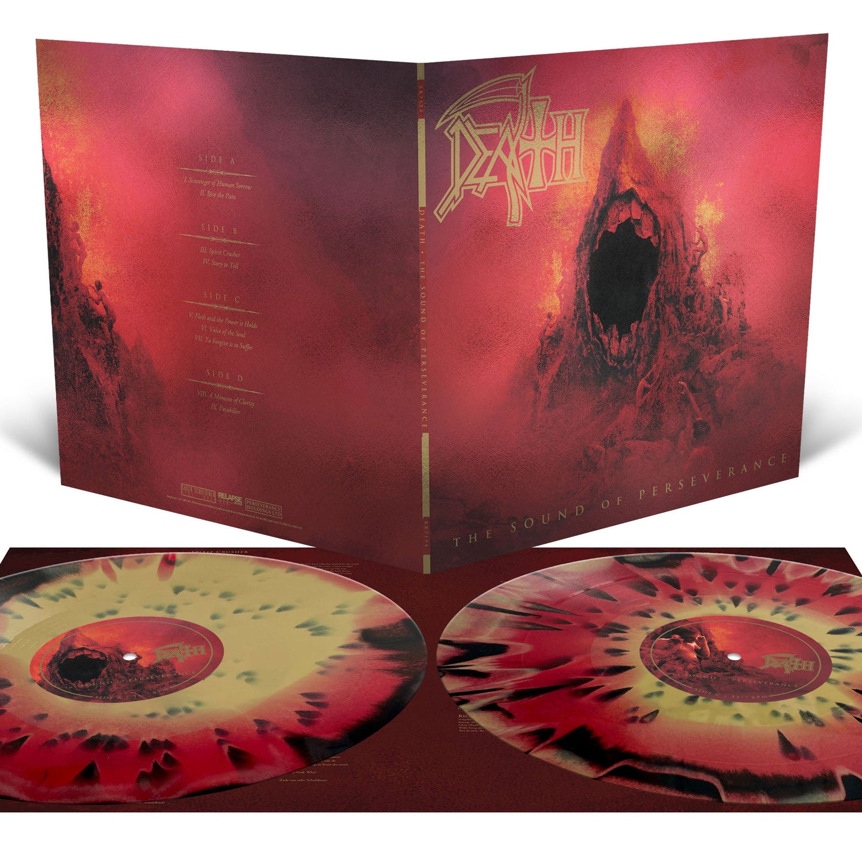 Death "The Sound Of Perseverance (Reissue)" 2x12" - Tri Color Merge with Splatter *Silver Foil Laminated Jacket*